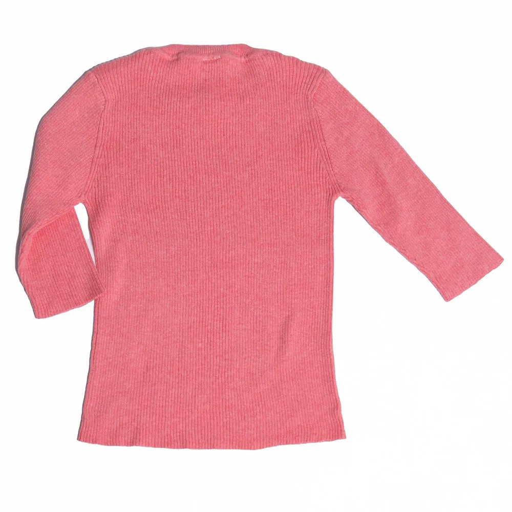 3/4 SLEEVE RIBBED CREW NECK