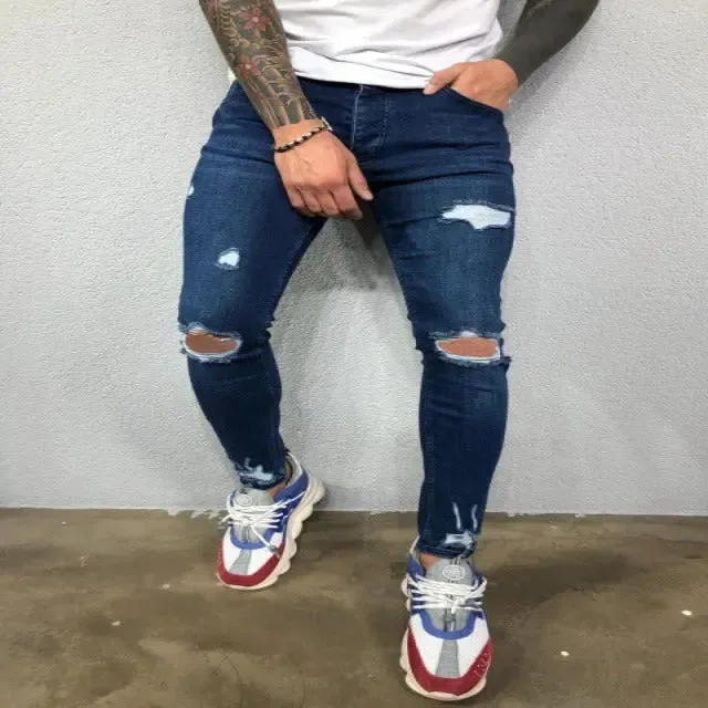 Cool Skinny Ripped Stretch Slim Men's Jeans