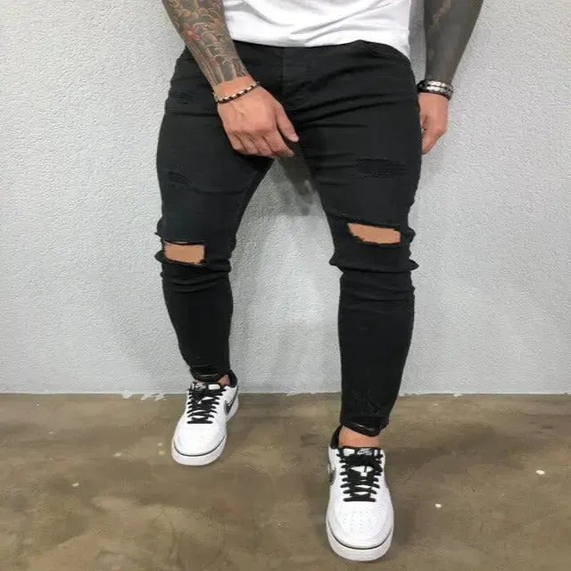Cool Skinny Ripped Stretch Slim Men's Jeans
