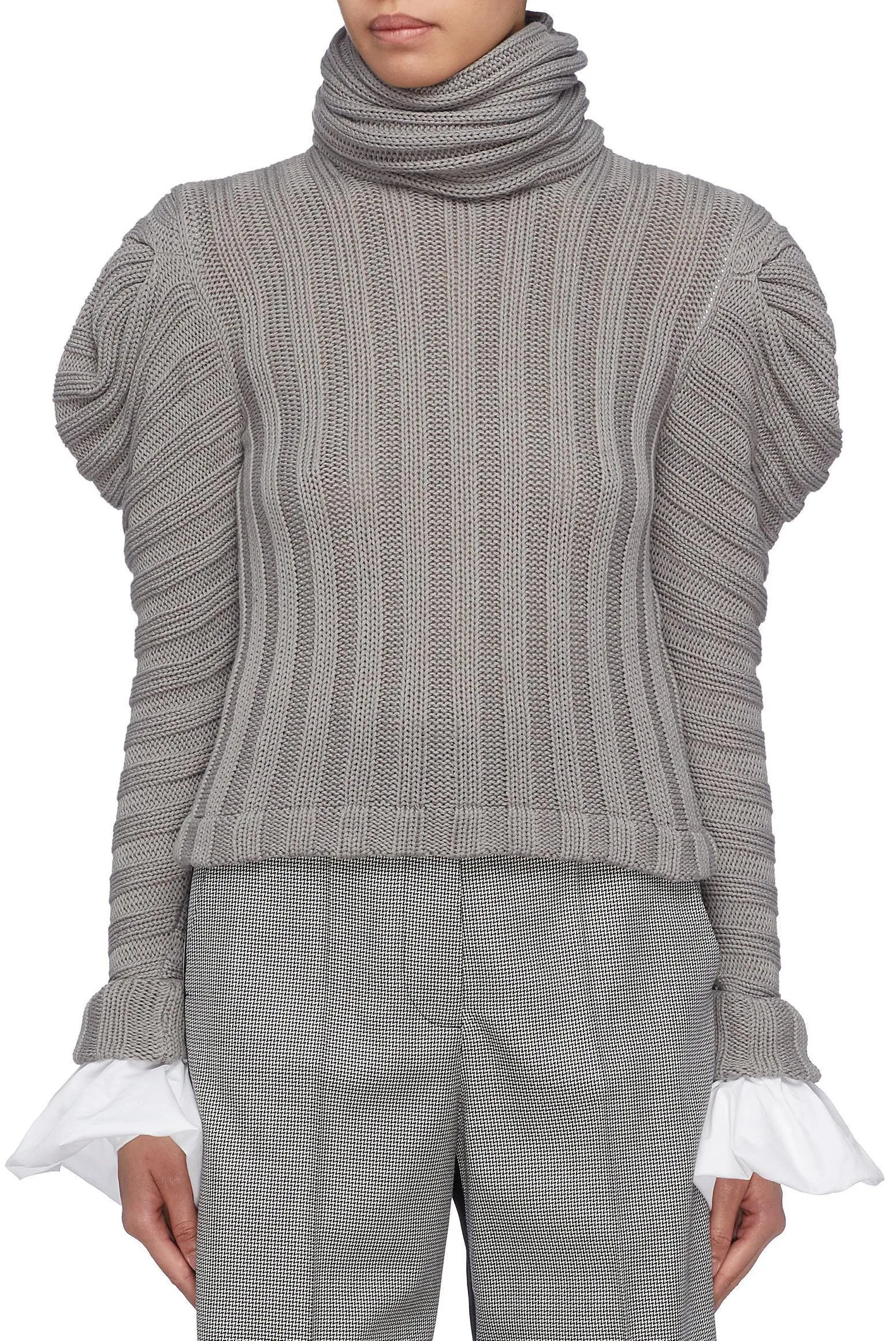 'Countess of Greystoke' Puff Shoulder Knit Turtleneck Top