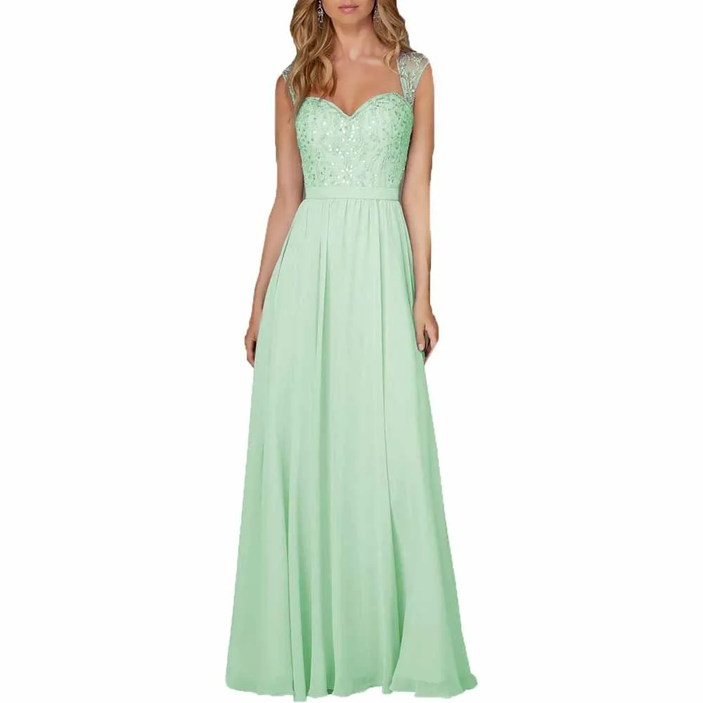Long Chiffon Wedding Bridesmaid Dresses Sleeveless Formal Dress Wedding Guest Dress