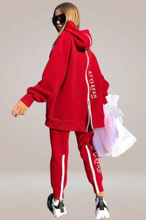Organic Cotton Sports Sweatshirt Back Zipper Hooded Two-piece Set