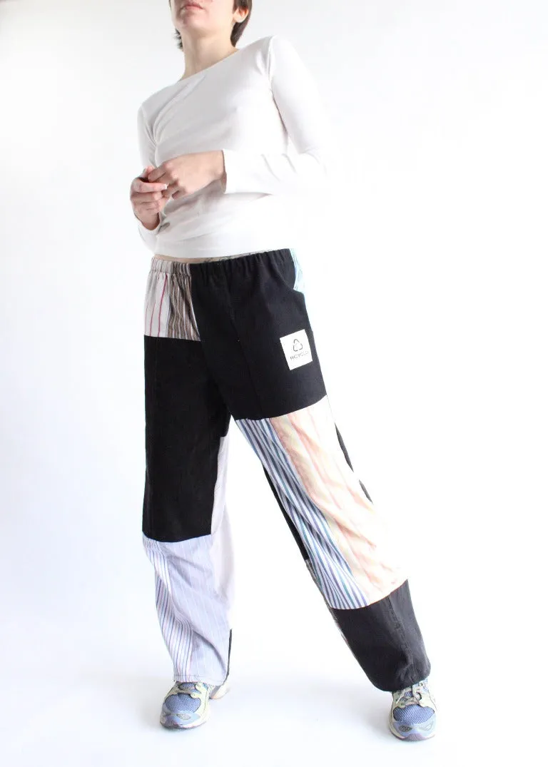 RCYCLD Black Denim x Stripes Pants