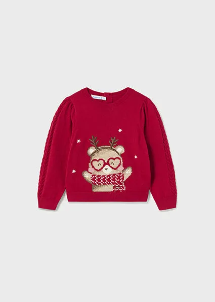 Red Girl's Jacquard Sweater - Select Size