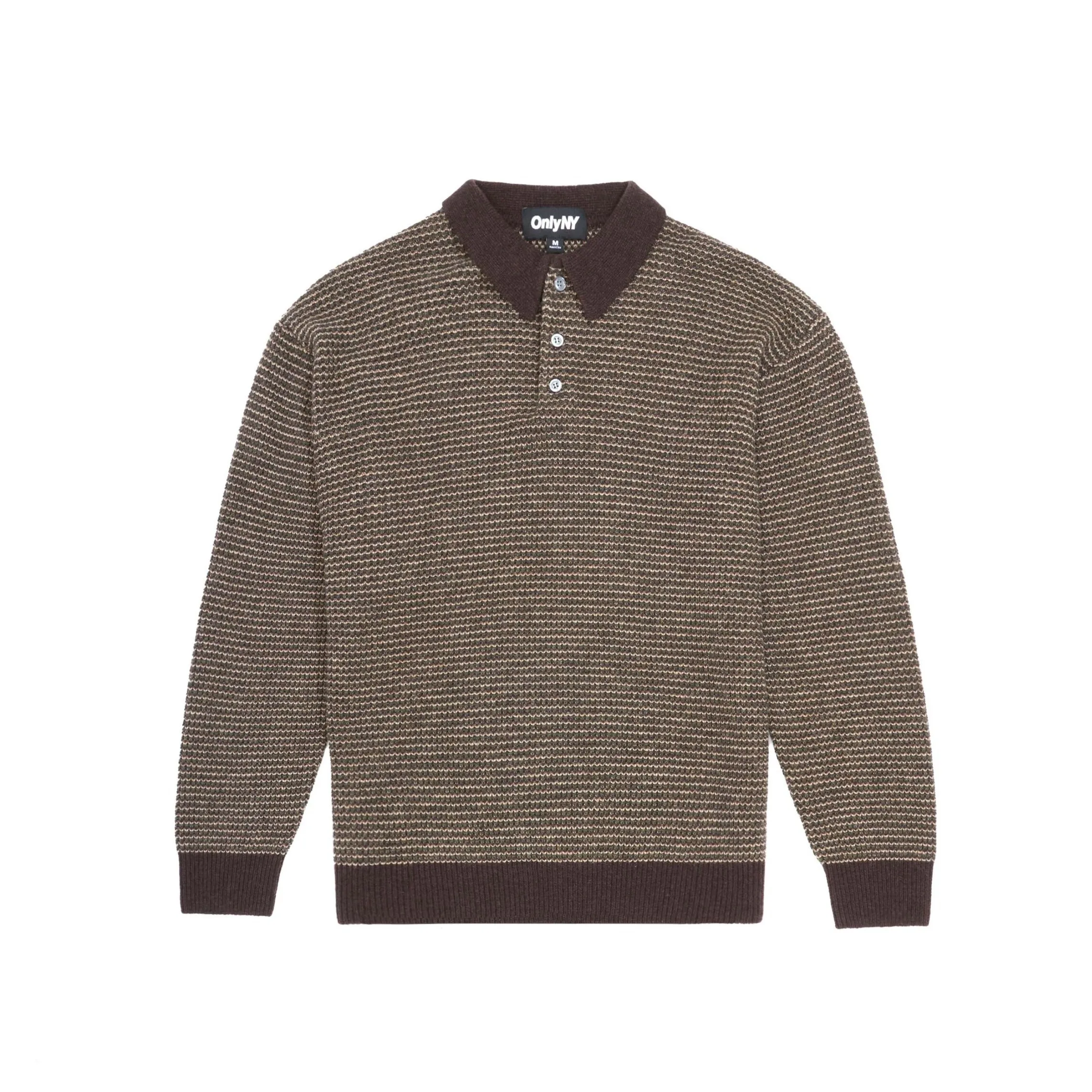 Waffle Stripe Wool Blend Polo