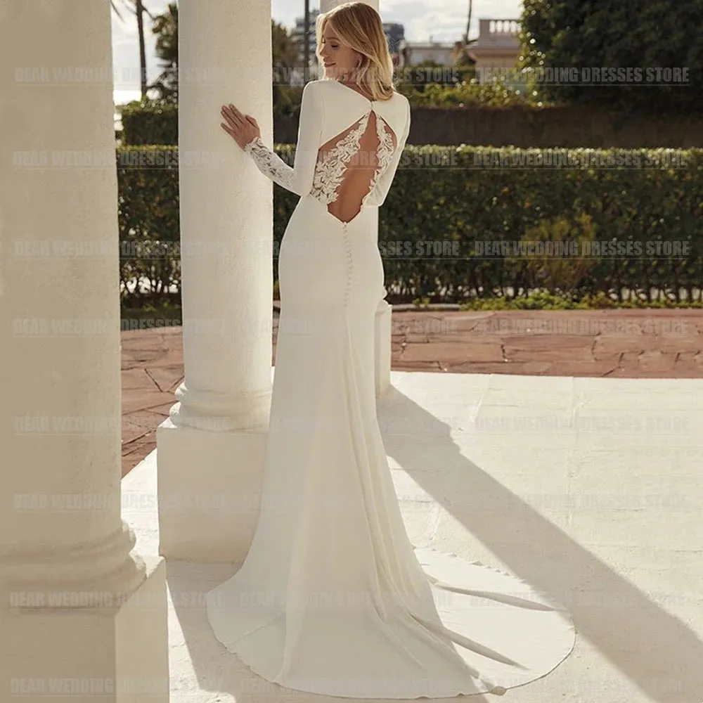 Wedding Dresses For Woman Mermaid Long Sleeve Train