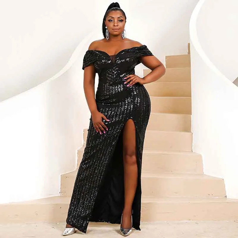 Women's Plus Size Formal Sequin Evening Prom Dresses Mermaid Party Maxi Gown
